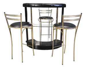 Hollywood Regency Bar with Stools, Italy, 1970s, Set of 4