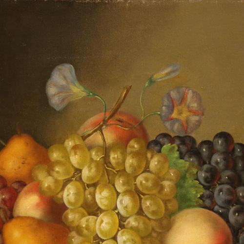 Still Life with Fruit, Knife and Butterfly, 1800s, Oil on Canvas, Framed For Sale - Image 5 of 12