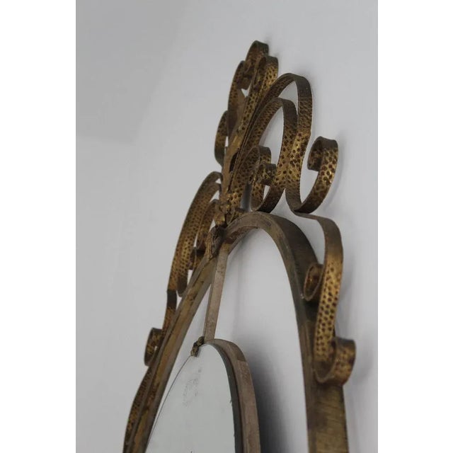 Art Deco Oval Mirror in Brass, Italy, 1940s For Sale - Image 4 of 11