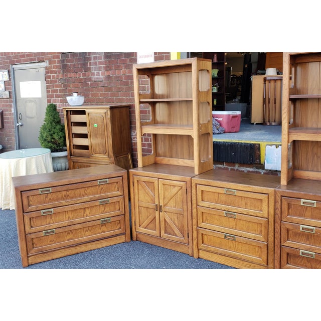 Vintage Bassett Furniture Oak Veneered Bedroom Set C1980s