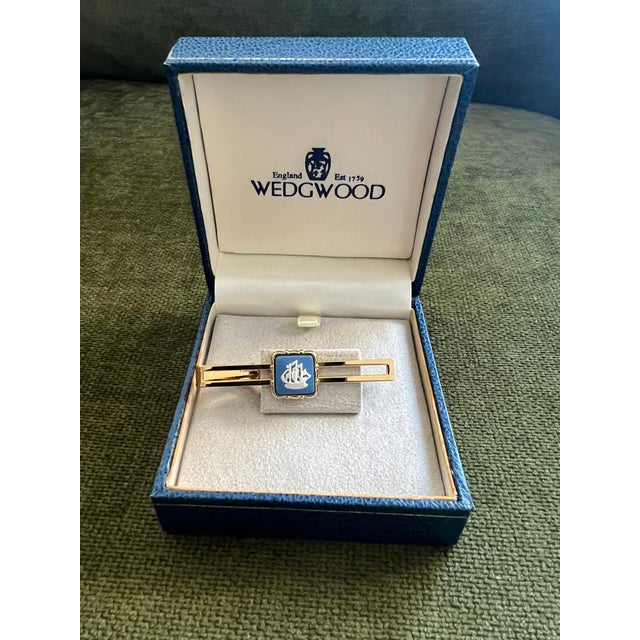 Vintage Royal British “Wedgwood” Jasper ware Gold Plate Tie Clip Circa 1980 For Sale - Image 10 of 12