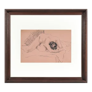 Bent Female Nude 1930-50s Ink Wash