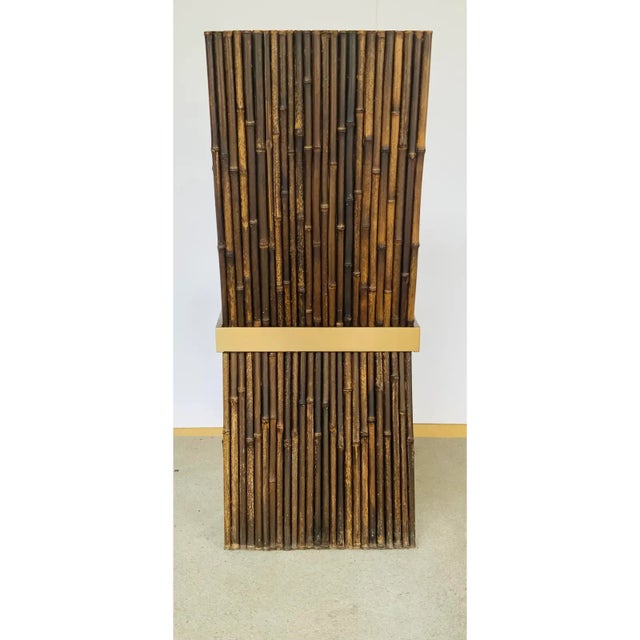 Original Retail $3200 each, stylish Baker / McGuire Organic Modern Bamboo Turion Dining Chairs , brass finished metal seat...