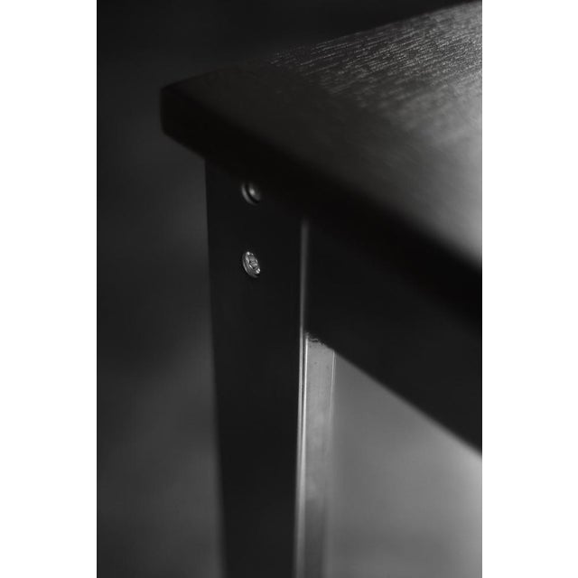 Mid-Century Danish Modern Minimalist Black Oak Desk with Chrome Base, 1970s For Sale - Image 14 of 18