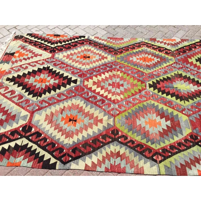 Rustic Vintage Turkish Kilim Rug - 106" X 68.5" For Sale - Image 3 of 11