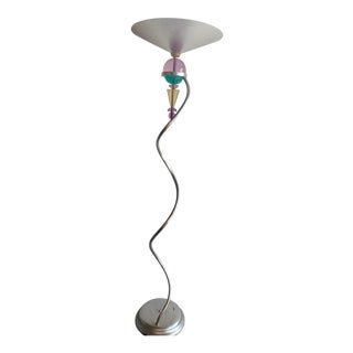 Vintage Van Teal Postmodern Lucite and Silver Leaf Floor Lamp For Sale