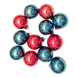 Mid 20th Century Shiny Brite Mercury Glass Christmas Ornaments- Set of 12