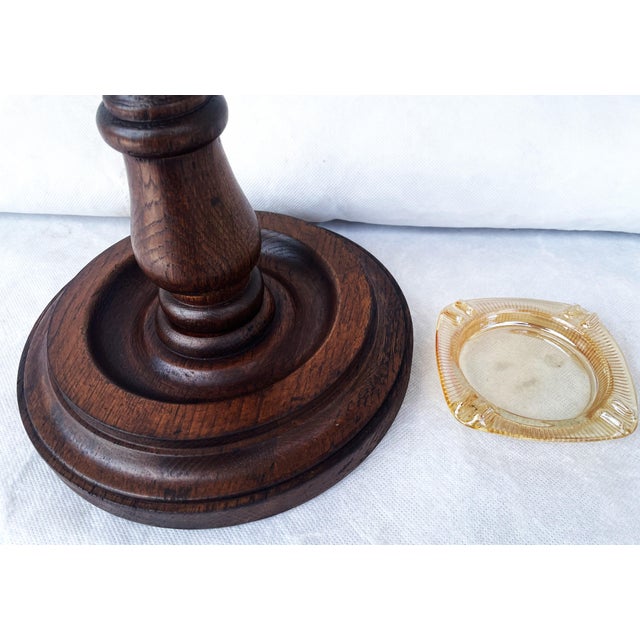 Free-Standing Ashtray in Oak Wood with Twisted Column and Glass Insert, 1970s, Set of 2 For Sale - Image 13 of 14