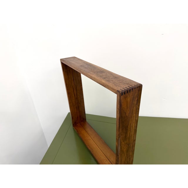 Wood Modernist Scandinavian Square Wooden Mirror, 1970s For Sale - Image 7 of 18
