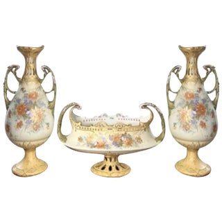 Royal Vienna Centrepiece and Side Vases, 1850s, Set of 3 For Sale
