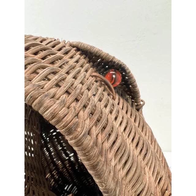 Brown Mid-Century Vintage Rattan Frog Magazine Holder, 1970s For Sale - Image 8 of 13
