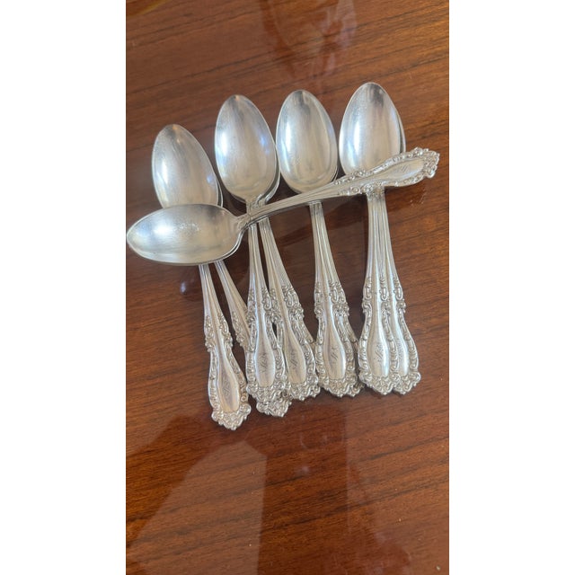 Metal Antique Holmes & Edwards Silverplate Spoons,,Nassau/Fleur-De-Lis Pattern, Mono S Ornate 11 Pcs For Sale - Image 7 of 15