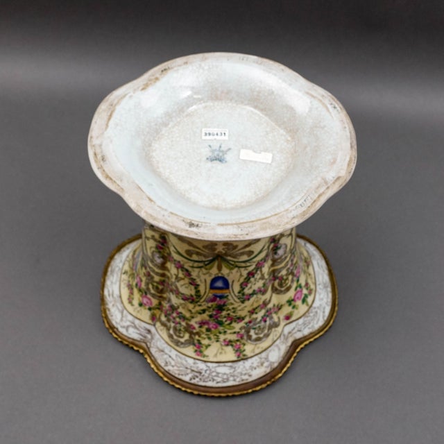 Bronze United Wilson UW 1897 Crackle Hand Painted Floral Bronze & Porcelain Vase For Sale - Image 8 of 10