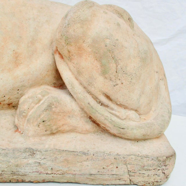 Ceramic Vintage Brick Sphinx Garden Statue For Sale - Image 7 of 16