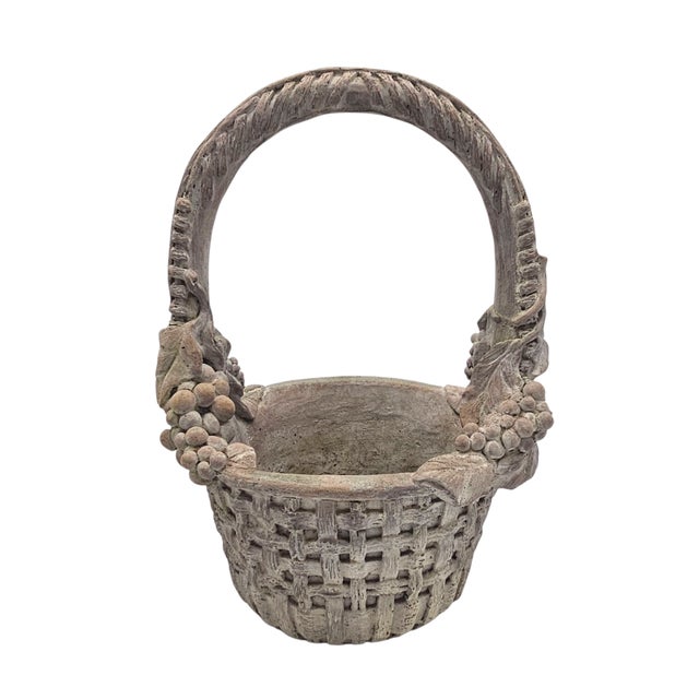 A basket, yes—but not of wicker or reed. This one bears the weight of seasons. Weathered concrete masquerading as weave,...