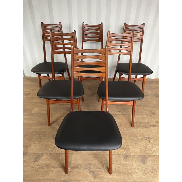 This refined set of six model 83 dining chairs by boltinge stolefabrik exemplifies the understated elegance of danish mid-...
