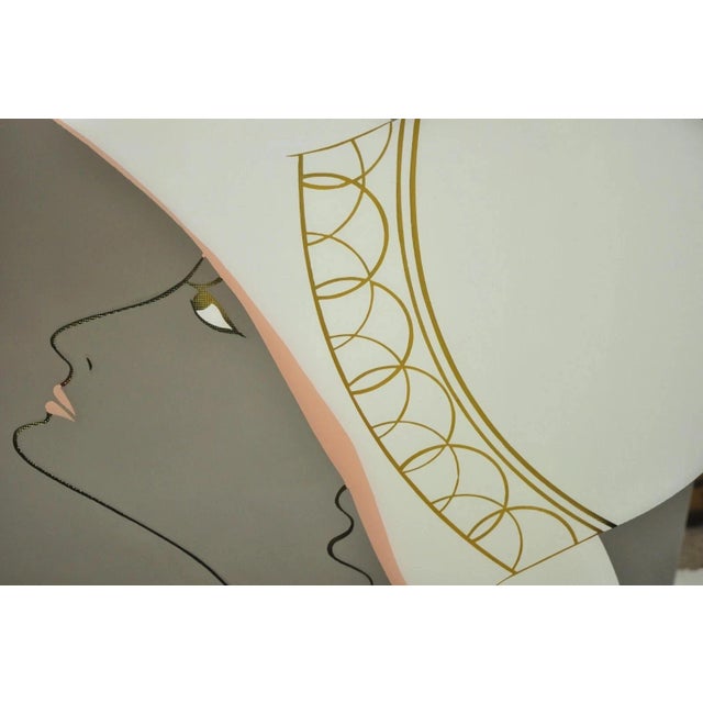 Vintage Art Deco Style 38" Square Art Wall Mirror With Vogue Woman in Hat For Sale - Image 4 of 11