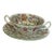 Vintage Minton Haddon Hall Foot Cream Soup Bowl & Saucers Fine Bone China Green For Sale