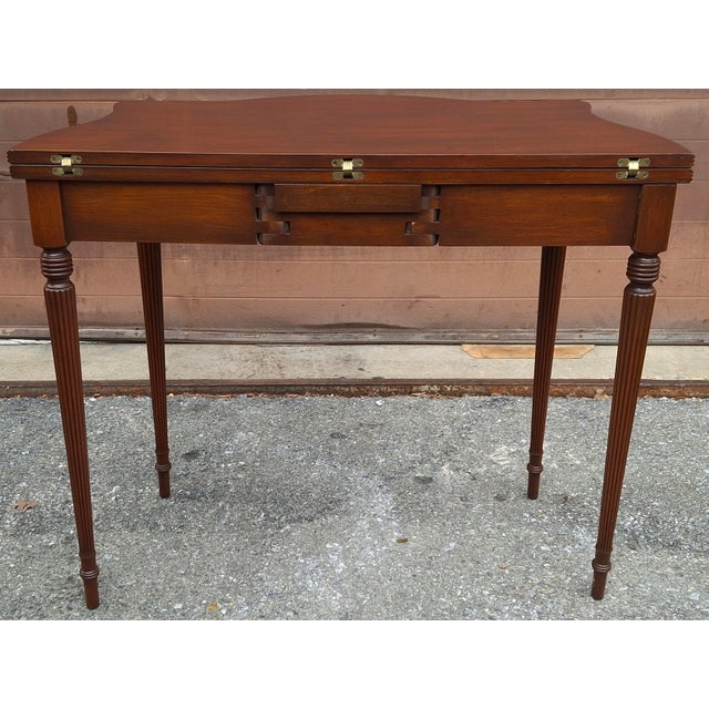 Mid 20th Century Federal Style Mahogany Fold-Top Card Table Console Table, Refinished For Sale - Image 11 of 13