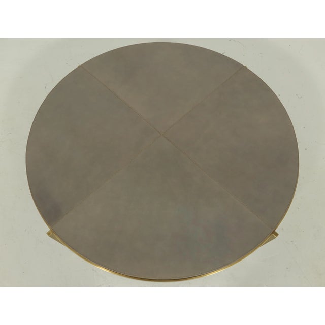 Traditional Round Modern Design Leather Top Coffee Table For Sale - Image 3 of 8