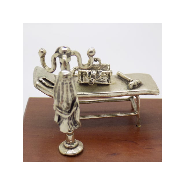 Brown Vintage Italian Silver Doctors Cabinet Scene on Wooden Base attributed to Sacchetti, 1970s For Sale - Image 8 of 13