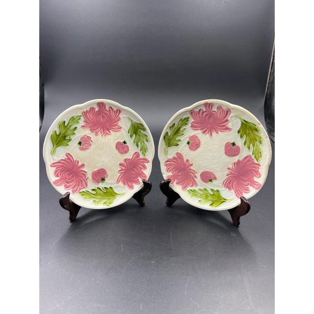 Pair of Early 20th Century Majolica Floral Plates For Sale - Image 9 of 12