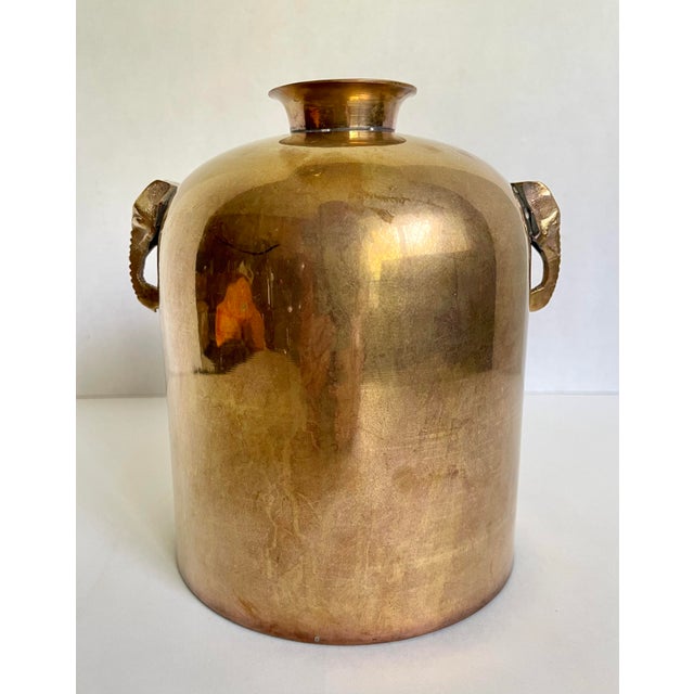 Solid Brass Vase With Elephant Head Handles For Sale In Los Angeles - Image 6 of 10