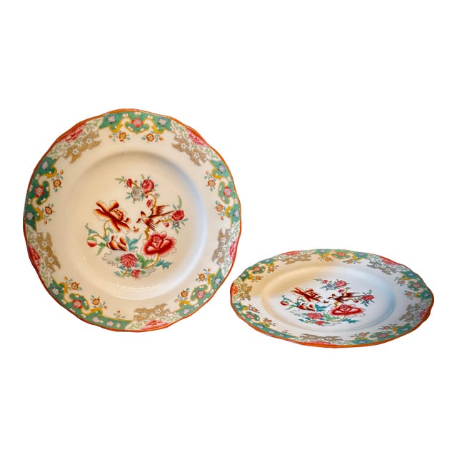 Rare Antique Minton Decorative Chinoiserie Plates Made Exclusively for Bordier Geneva, Set of 2 For Sale