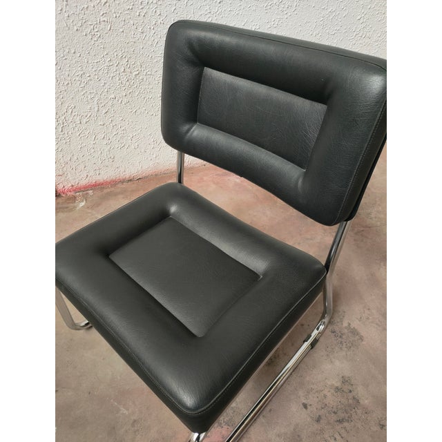 Mid-Century Modern Mid-Century Leather Table & Chairs, Spain, 1980, Set of 5 For Sale - Image 3 of 12