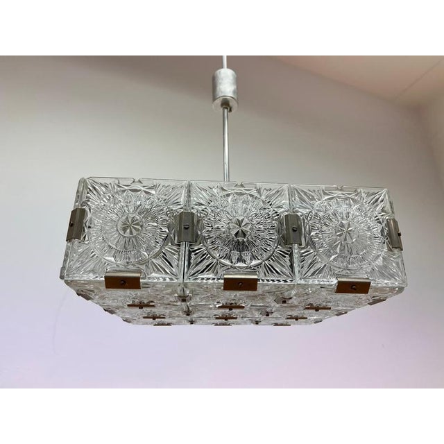 Glass and Chrome Pendant from Kamenicky Senov, Czechoslovakia, 1970s For Sale - Image 8 of 9