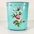 1950s Vintage Hollywood Regency Boho Chic Turquoise Handpainted Flora Metal Wastebasket For Sale - Image 4 of 18