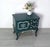 Small chest of drawers / bedside table / sofa side table in chippendale style in dark green with white trim refurbished....