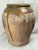 Antique Earthenware Storage Jar With Green Glaze and Staple Repair For Sale - Image 4 of 9