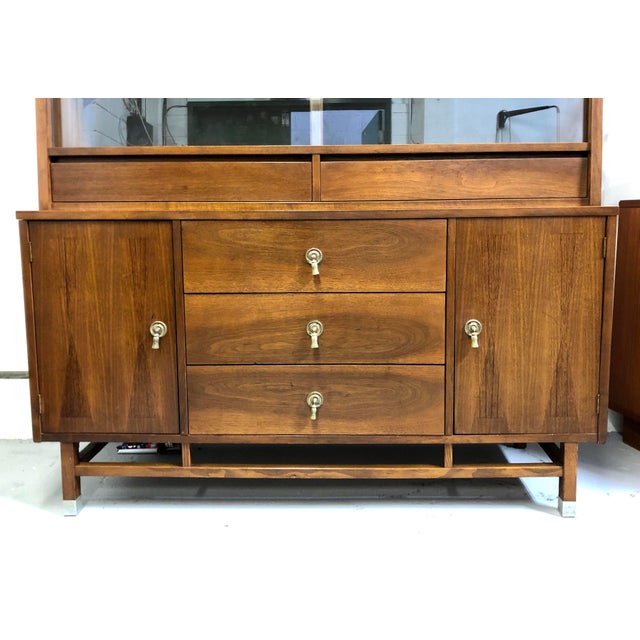 1970s Stanley Furniture Mid Century Walnut Glass Front China