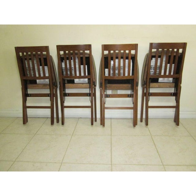 Stakmore Co. Wood Folding Dining Chairs with Beige Upholstered Seats- Set of 4 For Sale - Image 9 of 12