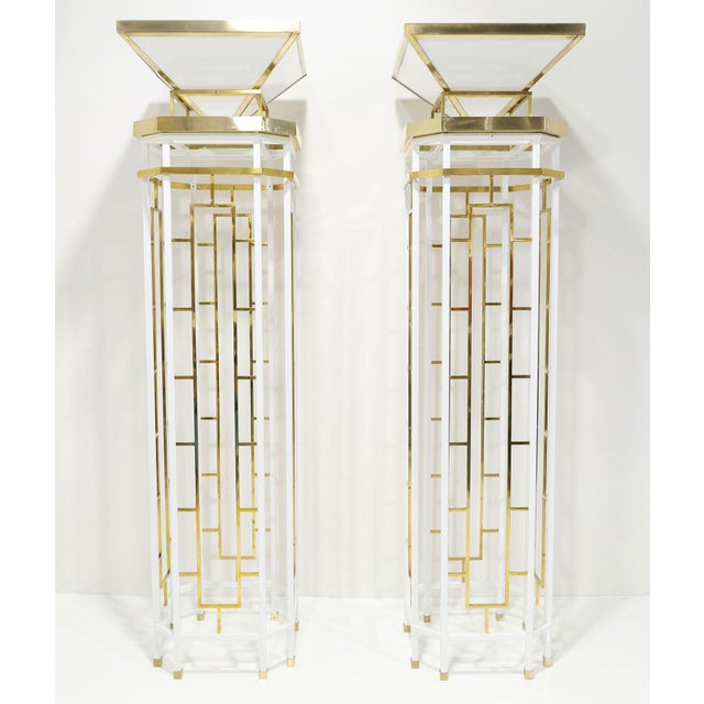 1940s Monumental Brass and Metal Torchieres - a Pair For Sale - Image 10 of 11