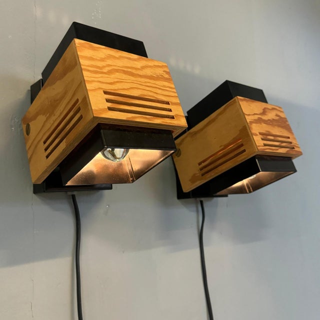 Black Cubism Wall Lamps attributed to Claus Bolby for Cebo Industri, 1970, Set of 2 For Sale - Image 8 of 15