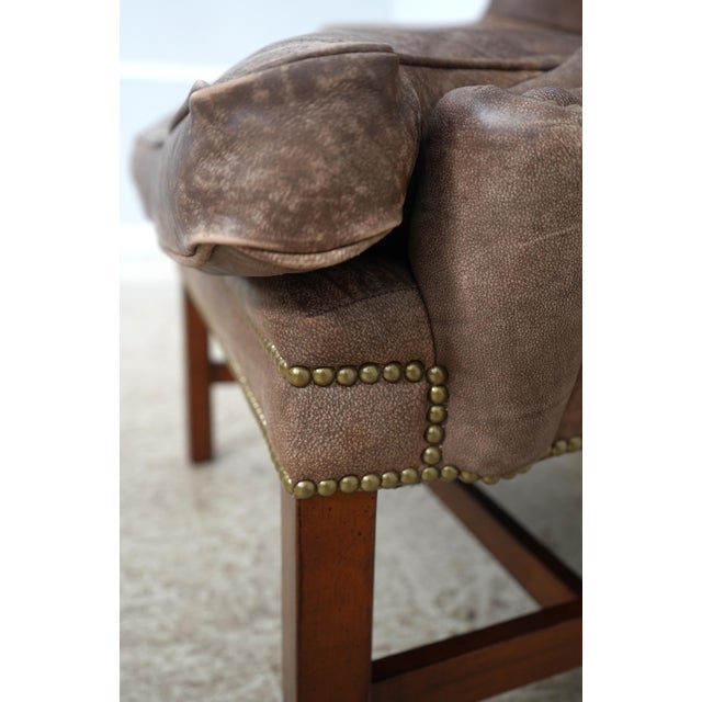 Ralph Lauren Leather Chippendale Wing Chair For Sale - Image 14 of 18