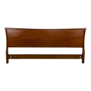 Mid-Century Walnut King Headboard With Sculptural Curved Silhouette For Sale