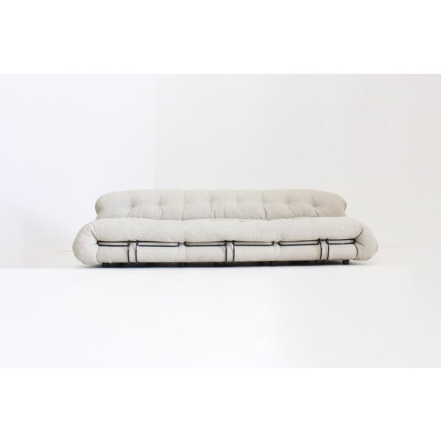 Vintage soriana 3 seater sofa by Afra & Tobia Scarpa for Cassina Italy . This iconic vintage design sofa has a boucle...
