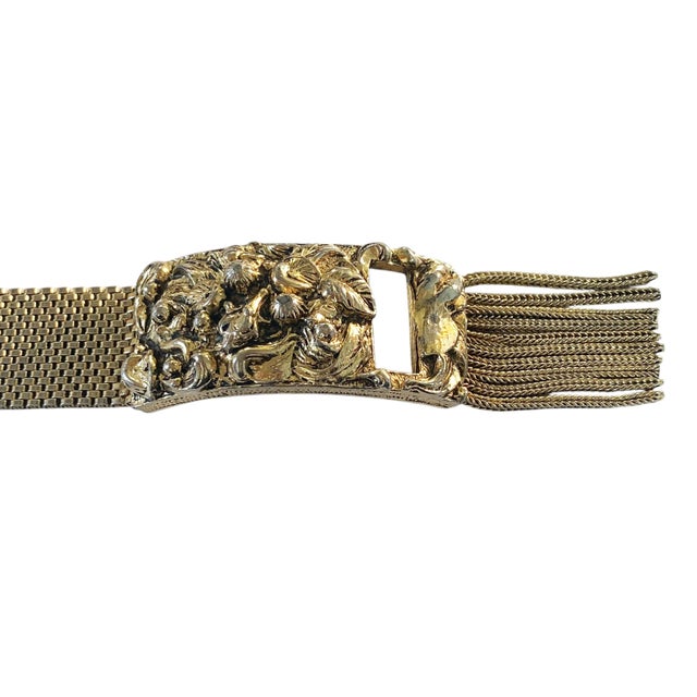 Vintage Goldstone Mesh Tassel Bracelet 8.25" For Sale - Image 9 of 11