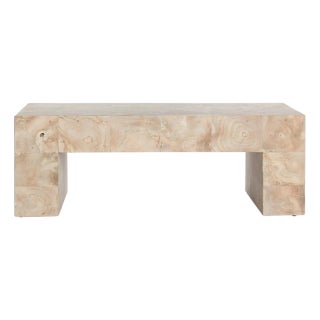 Modern White Wash Teak Coffee Table For Sale