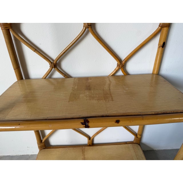 Vintage Coastal Arched Top Rattan Étagère With Wood Shelves For Sale - Image 10 of 13