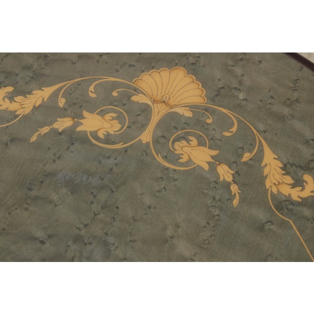 Italian Marquetry Inlaid Oval French Style Coffee Table For Sale - Image 11 of 14