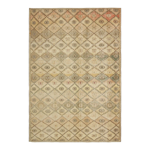 Vintage Zeki Müren Rug in Beige With Polychromatic Diamond Pattern | Rug & Kilim For Sale