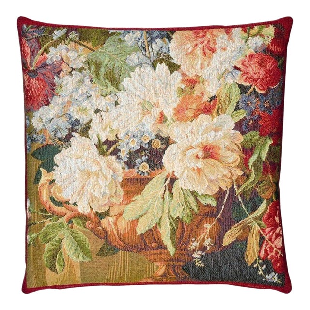 Grand Bouquet Tapestry Cushion With Feather Filler - 46x46cm (18"x18") For Sale