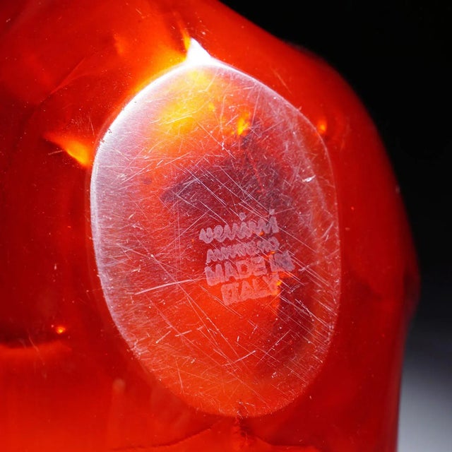 Venini Vase 'Fazzoletto' in Red, Venice Murano 1950s For Sale - Image 9 of 9