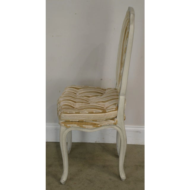 Textile French Louis XV Style Vintage Painted Petite Slipper Side Chairs - a Pair For Sale - Image 7 of 13