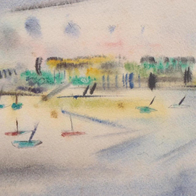 Original Vintage Signed Yngve H. Olsen Landscape Watercolor Painting For Sale - Image 4 of 7