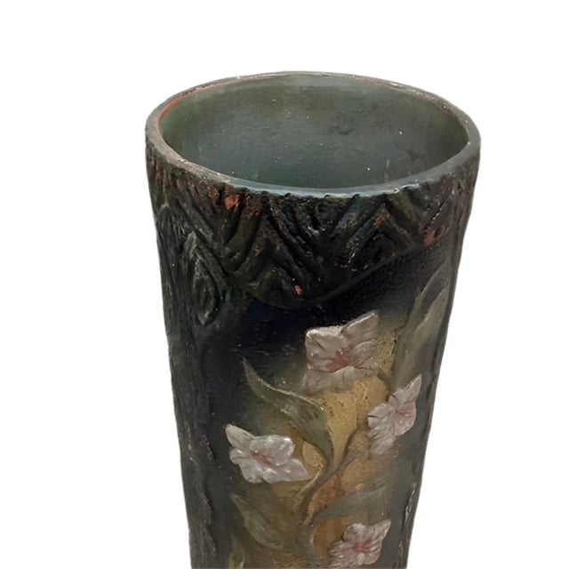 Arts & Crafts Antique 19 Inch Faux Bois Terracotta Umbrella Stand For Sale - Image 3 of 7